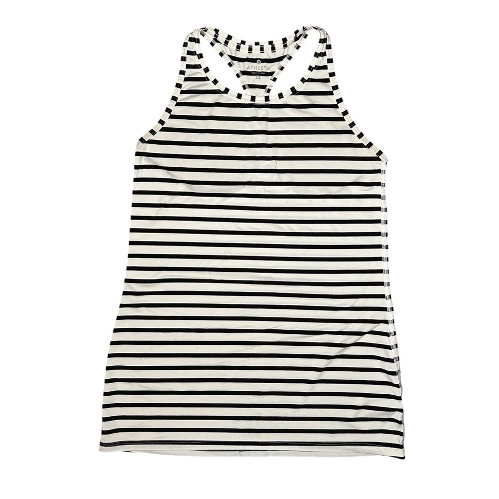 Athleta Black & White Striped High Neck Racerback Tank Top – Size XS